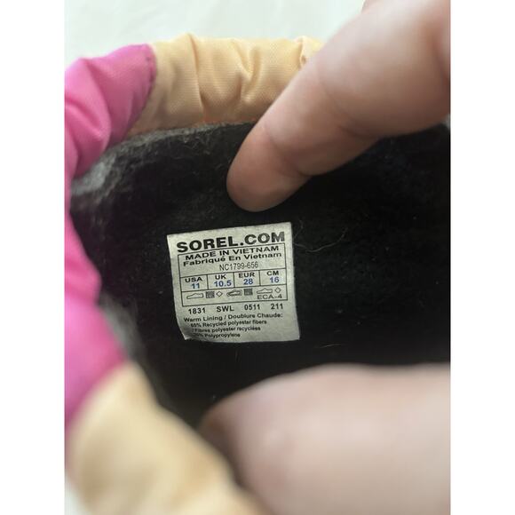 Sorel Flurry Snow Boots Childrens Size 11 Pink Tan Outdoor Winter Warm - Picture 9 of 10